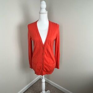 Banana Republic Vibrant Wool Blend Burnt Orange Cardigan